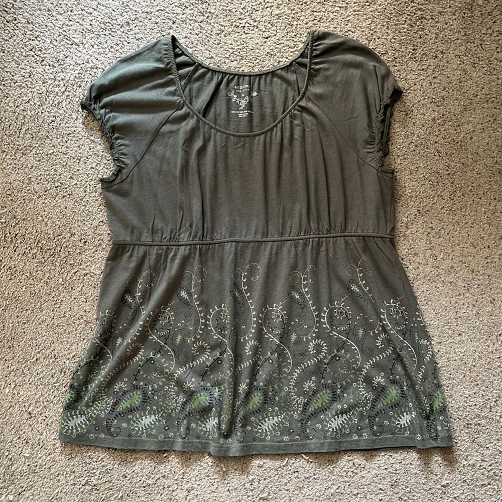 Sonoma Cotton Boho Olive Green Top